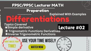 FPSC/PPSC TGT Lecturer Math Preparation||  lecture 02 ||  differentiations