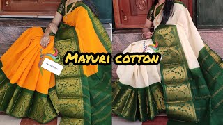 Trendy Mayuri border cotton saree 100s count without running blouse saree| pure cotton saree |