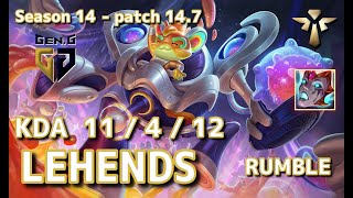 【KRサーバー/GM】Gen.G Lehends ランブル(Rumble) VS セナ(Senna) SUP - Patch14.7 KR Ranked【LoL】