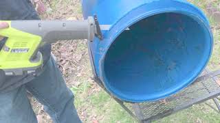 Homemade Garbage Chute to empty a Packed House! Rain barrels