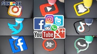 Social Media Pancake art - YouTube, FaceBook, Twitter, WhatsApp, Instargram, Sna