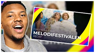 AMERICAN REACTS To Melodifestivalen 2023 (Sweden) | First Semi-Final | RECAP