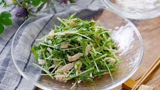 [Mizuna and scissors with sesame mayo salad] Sesame mayo whets the appetite! Easy mizuna recipe ♪