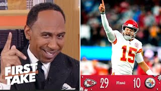 FIRST TAKE | Chiefs are going to 3-Peat! 🏆 - Stephen A. on Mahomes \u0026 Chiefs clinch AFC's No. 1 seed