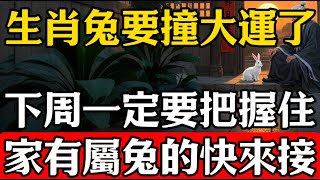 生肖兔，你要撞大運了！就在下周，這件事會讓你笑得合不攏嘴！一定要把握住！#生肖 #命理 #運勢 #屬相 #風水