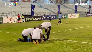 إصابة قوية لأحمد الندري لاعب المحلة في مباراة الاتحاد