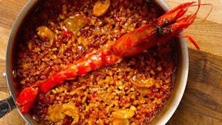 Seafood Paella with Red Prawn, Sea Urchin & Squid