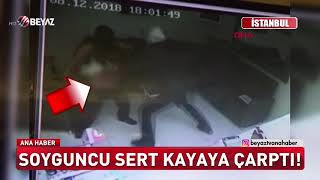 Soyguncu sert kayaya çarptı