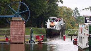 Boats who are travelling by land in Elblag canal in Poland