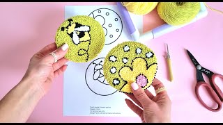 Punch needle coasters pattern, подставка для чашки в технике ковровая вышивка