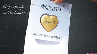 süße Weihnachtsgrüße | personalisierte Karte mit Lindt-Herz zu Weihnachten