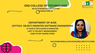 CASE STUDY BASED VIDEO|Object Oriented Software Engineering |SNS INSTITUTIONS