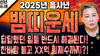 🌟2025년 을사년 초대박 뱀띠운세🌟경축드립니다! 2025년 뜻밖에 금전이 들어와 큰 부자가 된다! 최고의 신년을 맞이한다! 53년생 65년생 77년생 89년생 금전 귀인 문서운