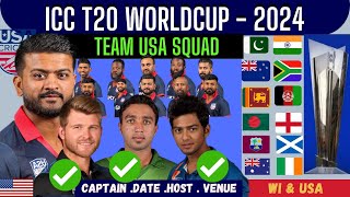 Icc T20 World Cup 2024 | Team USA Squad | USA Team Squad For T20 World Cup 2024 | Corey Anderson|