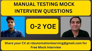 Software Testing Mock Interview| Manual Testing Interview| RD Automation Learning