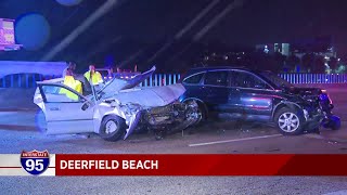 Two separate crashes snarl traffic along Interstate 95 in Deerfield Beach