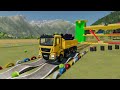 transporting new garbage trucks mixer trucks u0026 dump trucks with train farming simulator 22