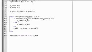 MATLAB Tutorial Part 6 Bisection Method Root finding