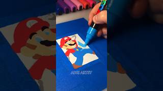 Drawing BUT on a CARD with Posca Markers! Super Mario for 2 of Hearts! ♥️ #shorts