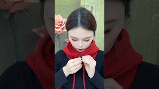 Versatile Beauty: Red Hooded Scarf That Redefines Every Occasion#shorts #viralvideo #trending #short