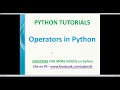 Operators in Python | Python tutorials for beginners