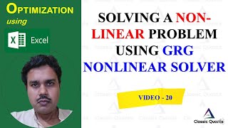 20. Solving a non-linear problem using the GRG solver | Optimization Using Excel #msexcel