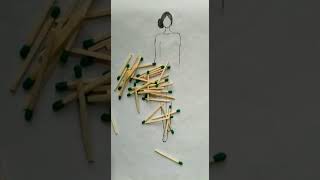 matchstick Art on paper #matchstick#matchstickart  #dressdesign