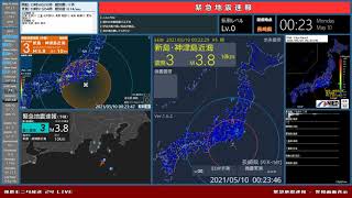 【新島・神津島近海】2021年05月10日 00時22分29秒（最大震度3 M3.8 深さ10km）