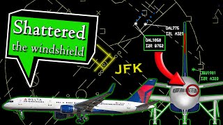 Delta B757 suffers A BIRD STRIKE ON LANDING | Windshield Cracked