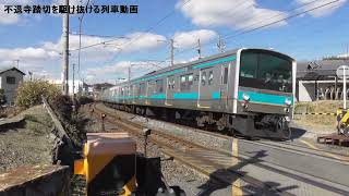 【JR西】不退寺踏切を駆け抜ける列車動画