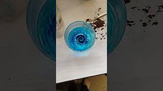 Two drops of  #blue #colour #merge in #slow #motion to #make #whirlpool. #soothing