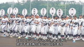 １９校、気迫込め行進　春季高校野球県大会が開幕