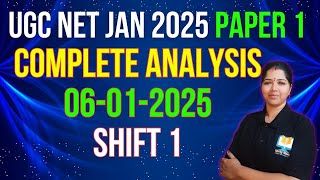 UGC NET Paper ANALYSIS 6th January 2025|UGC NET Paper 1 6th January 2025 -Question Asked in Paper 1