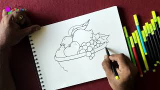 How to draw a simple fruit basket