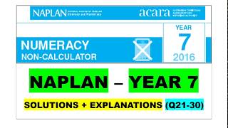 NAPLAN – YEAR 7 (NUMERACY) 2016 Q21-30