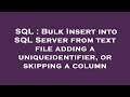 SQL : Bulk Insert into SQL Server from text file adding a uniqueidentifier, or skipping a column
