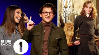 "Are you impressed or a bit worried!?" Tom Holland and Zendaya take Ali Plumb's Harry Potter quiz.