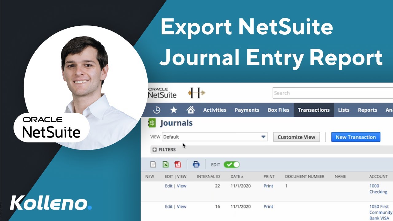 Netsuite Tutorial How To Export Your Netsuite Journal Entry Report