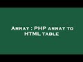 Array : PHP array to HTML table