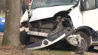 Onwel geworden bestuurder klapt met busje tegen boom