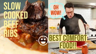 SLOW COOKED BRAISED BEEF SHORT RIBS! BEST COMFORT FOOD!