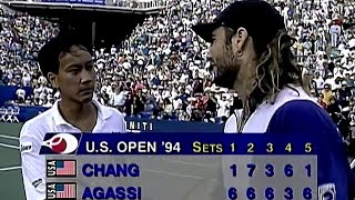 Andre Agassi vs Michael Chang 1994 US Open R4 Highlights