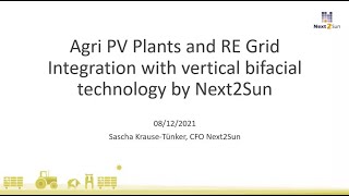 AgriPV plants and RE Grid Integration with Vertical Bifacial Technology | Mr. Sascha Krause-Tunker