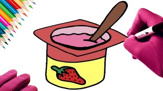 💜 Come disegnare un vasetto di yogurt - How to draw YOGHURT step by step
