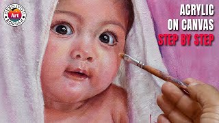 How to Paint a Baby Face in Acrylic | Baby Portrait Painting in Acrylic Tutorial by Debojyoti Boruah