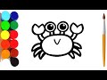 How to Draw a Crab For Kids Step by Step and Coloring | Crab Drawing Easy #crab #kidsart #animals