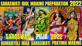 Saraswati Idol Making Preparation 2022|Kumartuli Saraswati Thakur 2022 |Saraswati Puja 2022