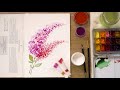 painting lilac flowers with watercolors cotton swabs painting technique 466