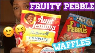 FRUITY PEBBLE WAFFLES | COOKING BREAKFAST |