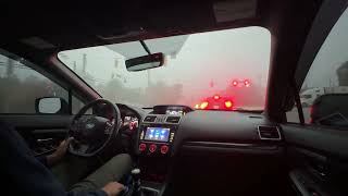 Drive to work. Foggy morning. Subaru WRX